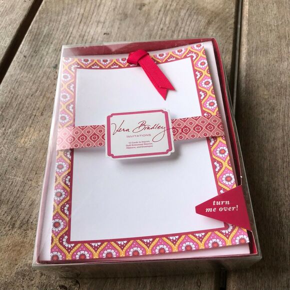 Vera Bradley Retired Raspberry Fizz Invitations NEW NIB Blank Party Paisley HTF - Picture 2 of 3